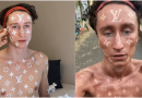 Si abbronza con il logo di Vuitton sulla pelle
