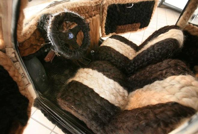 Ecco l'auto ricoprta di capelli