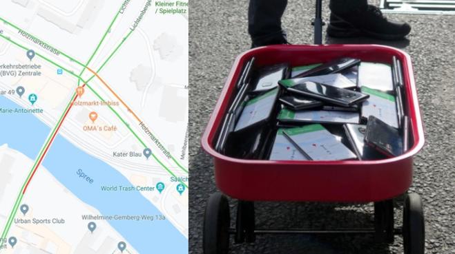 Uomo ha creato ingorghi stradali su Google Maps utilizzando un carrello pieno di Smartphone!