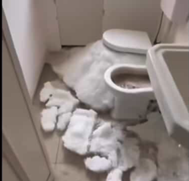 Dal wc esce grandine