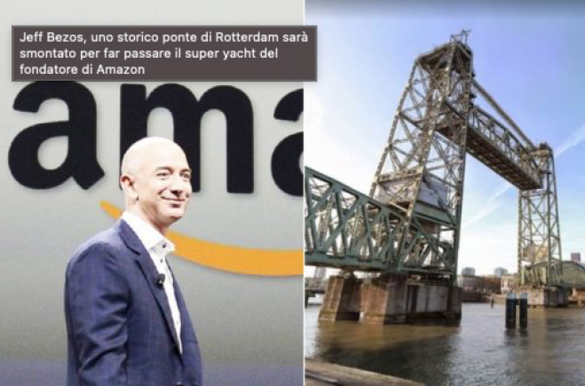 Il superyacht di Bezos e il ponte che deve essere smontato
