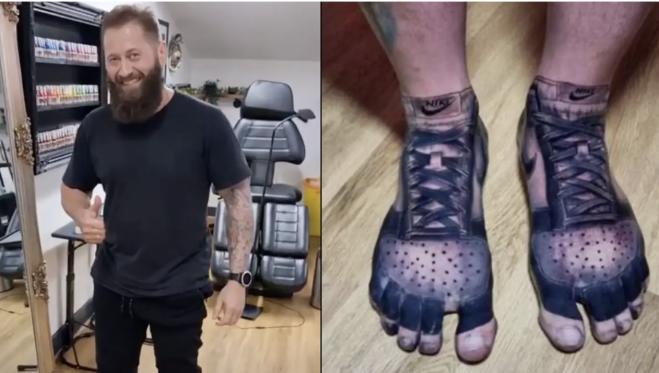 Si fa tatuare le Nike così non le deve più comprare