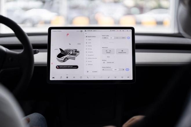 Partorisce sulla Tesla in autopilota